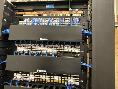Network security cabling and firewall infrastructure for business cybersecurity
